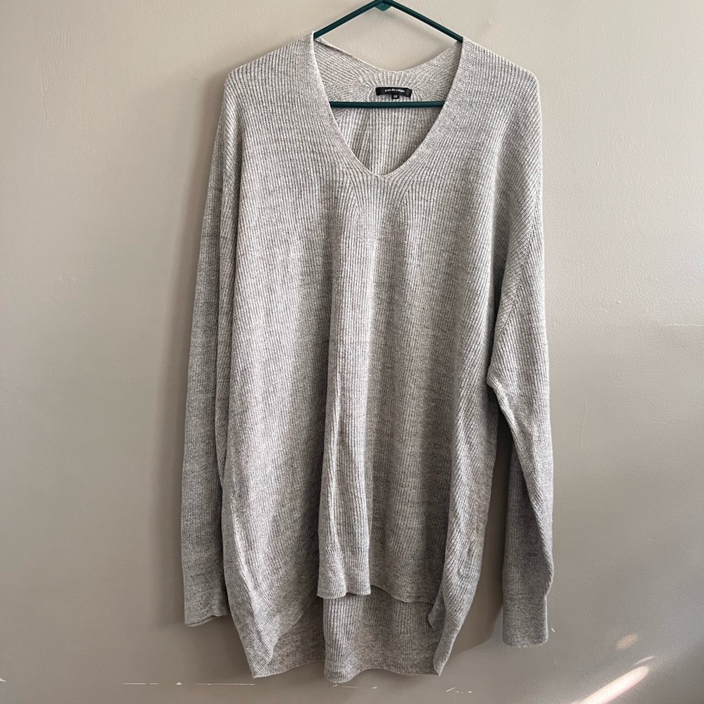 Pas de Calais Woman's V neck Tunic Sweater‎ Grey Size 38 (Large)
